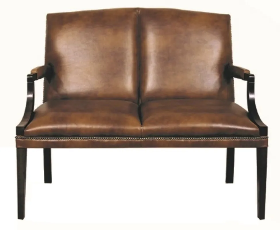 Mega-Angebot Casa Padrino 2 places banc avec accoudoirs brun / noir 120 x 60 x H. 100 cm - Meubles en Cuir Véritable