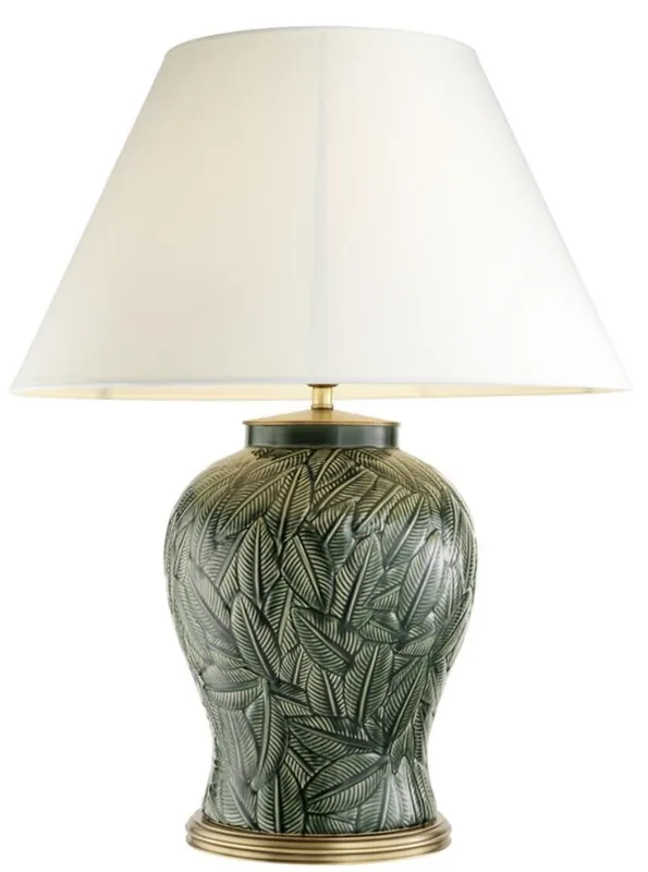 Casa Padrino luxe lampe de table en céramique vert / laiton antique - Meubles de Salon Preis Gesenkt