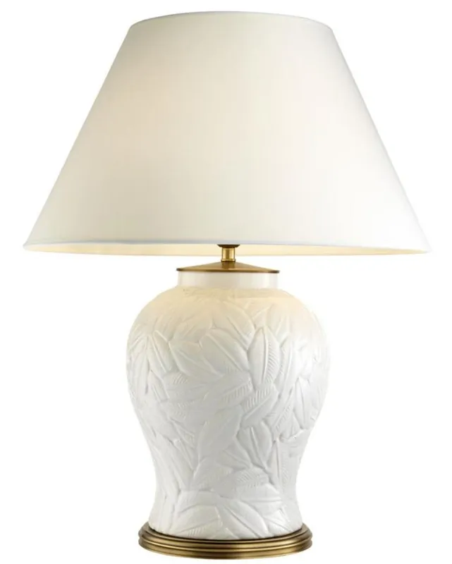 Casa Padrino luxe lampe de table en céramique blanc / laiton antique - Meubles de Salon Rabatt
