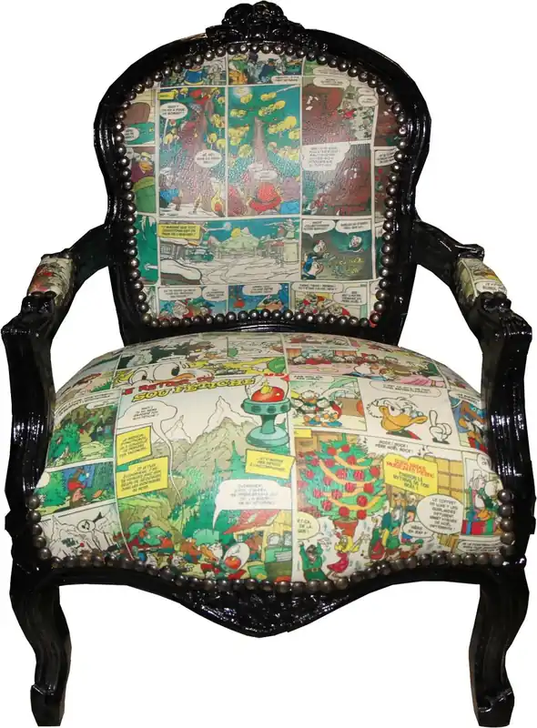 Knallerangebot Casa Padrino Baroque highchair comic leather look / black - Armchair