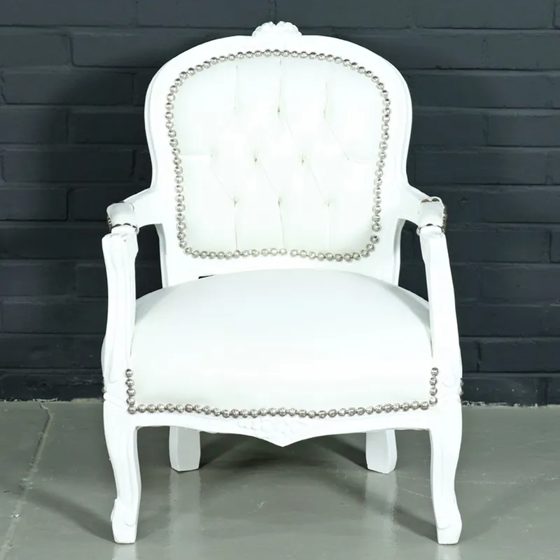 Mega-Angebot Casa Padrino Baroque Kids Chair White Leather Look / White - Children's Furniture in Antique Style
