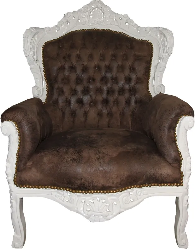 Meistverkauft Casa Padrino Fauteuil Baroque Cuir Marron / Crème - Edition Limitée