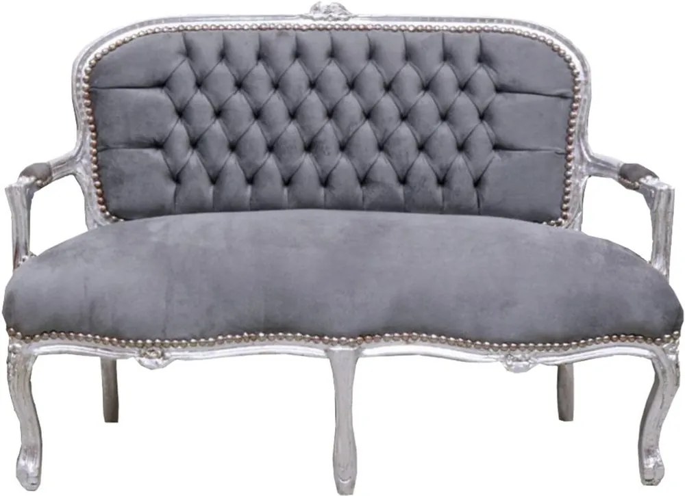 Jetzt Kaufen Casa Padrino baroque kids bench gray / silver 90 x 38 x H. 67 cm - Antique Style Children's Furniture
