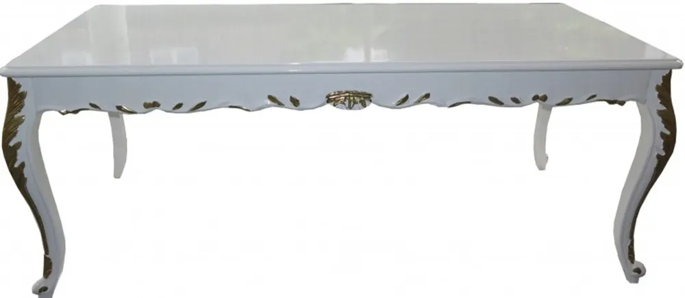 Zertifiziert Casa Padrino Baroque dining table High Gloss White / Gold - dining table - all sizes