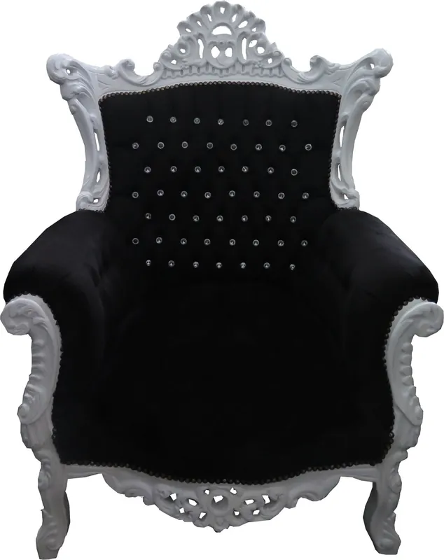 Beliebt Casa Padrino Baroque Fauteuil Al Capone Noir / Blanc avec Strass Bling Bling