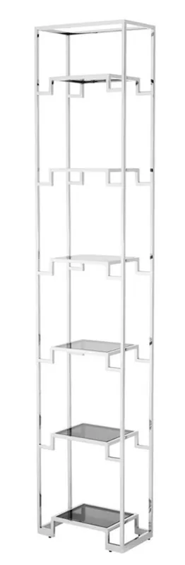 Geprüft Casa Padrino salon armoire étagère argent / noir 45,5 x 25,5 x H. 221 cm - Meuble de Salon de Luxe