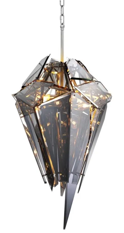 Wochenendangebot Casa Padrino lustre de luxe argent / noir Ø 47 x H. 97 cm - Meubles Design