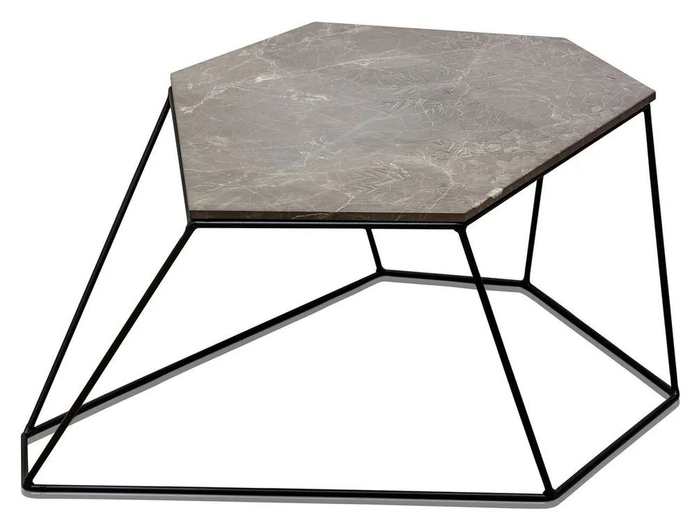 Finale Aktion Casa Padrino table basse design gris avec motif / noir 75 x 58 x H. 35 cm - Table Basse de Luxe avec Plaque de Table en Marbre
