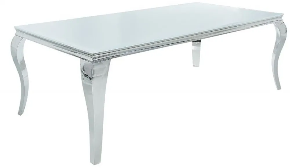 Casa Padrino table à manger design 180 cm Blanc / Argent - Modern Baroque Günstig