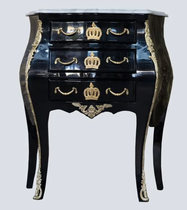 Pompöös by Casa Padrino baroque chest with 3 drawers and marble top black / gold / white - Pompöös baroque chest of drawers designed by Harald Glööckler Sale