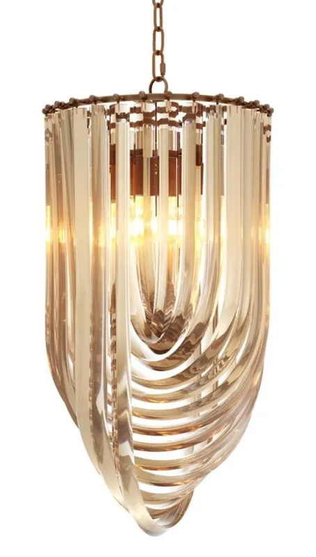 Bestpreis Casa Padrino lustre de luxe champagne / laiton antique Ø 35 x H. 65 cm - Collection de Luxe