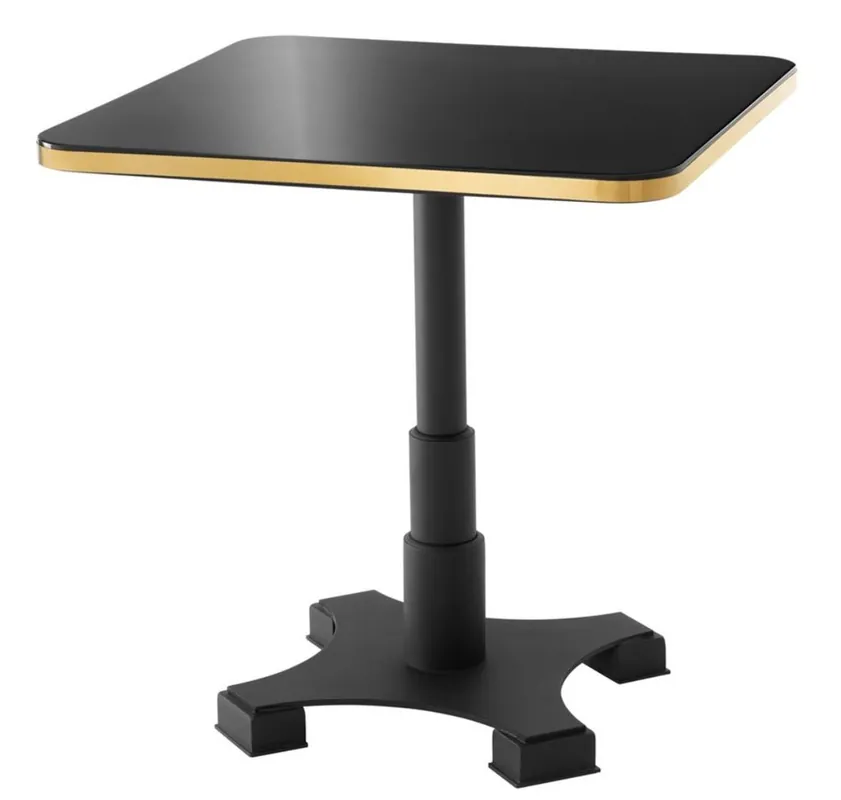 Schneller Versand Casa Padrino table de salle à manger de luxe noir / laiton 74 x 74 x H. 75,5 cm - Meubles de Salle à Manger de Luxe