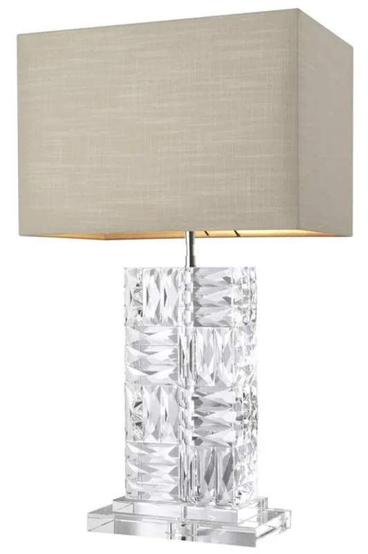 Casa Padrino lampe de table en verre cristal avec abat-jour naturel 28 x 45 x H. 76,5 cm - Meubles et Accessoires de Luxe Echt