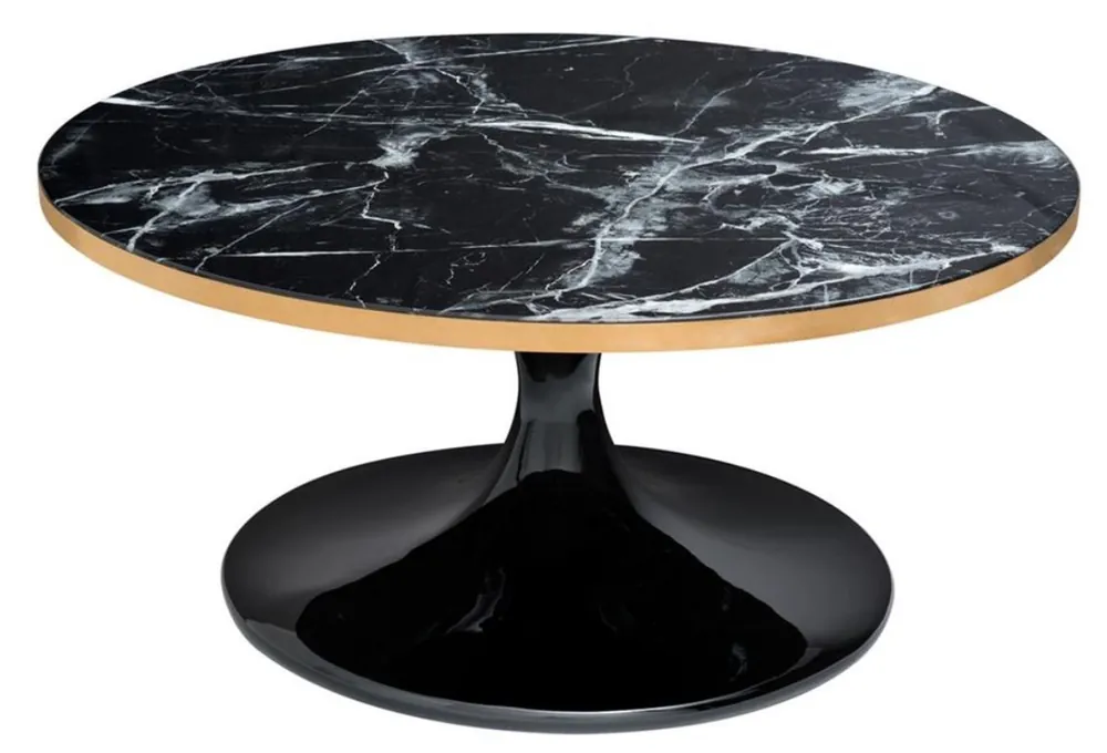 Angebot Casa Padrino luxury coffee table Black / brass colors Ø 90 x H. 41 cm - Luxury Coffee Table
