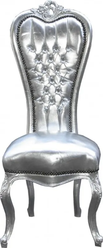 Casa Padrino chaise trône baroque reine Anne d'argent / argent - haut fauteuil Markenprodukt