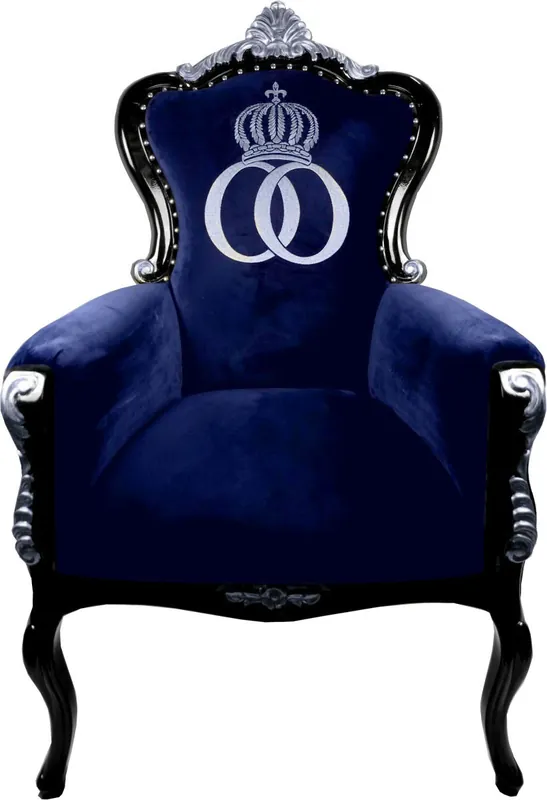 Sofort Bestellen Pompöös par Casa Padrino luxe fauteuil baroque Bergere bleu / noir / argent - Fauteuil Pompöös baroque conçu par Harald Glööckler