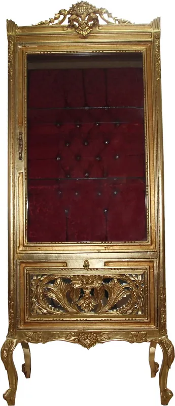 Armoire Baroque Casa Padrino Or / Bordeaux - Vitrine - Armoire de Salon Armoire Verre - Look Antique Neu