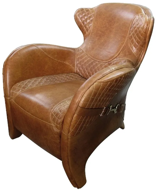 Casa Padrino fauteuil Art Déco de luxe en cuir véritable marron 79 x 85 x H. 85 cm - Collection de Luxe Angebot