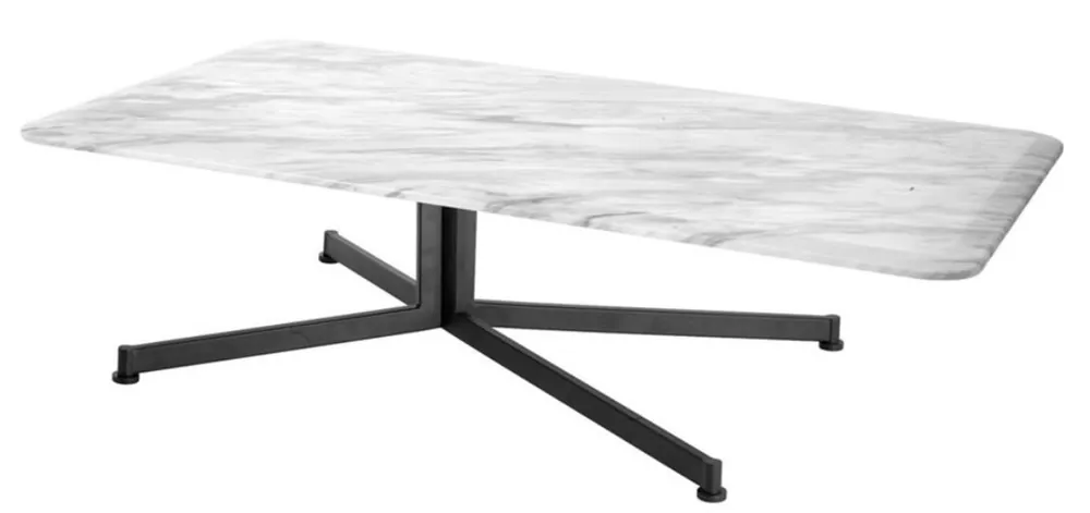 Casa Padrino table basse de luxe blanc / noir 140 x 80 x H. 39 cm - Meubles de Salon Angebot