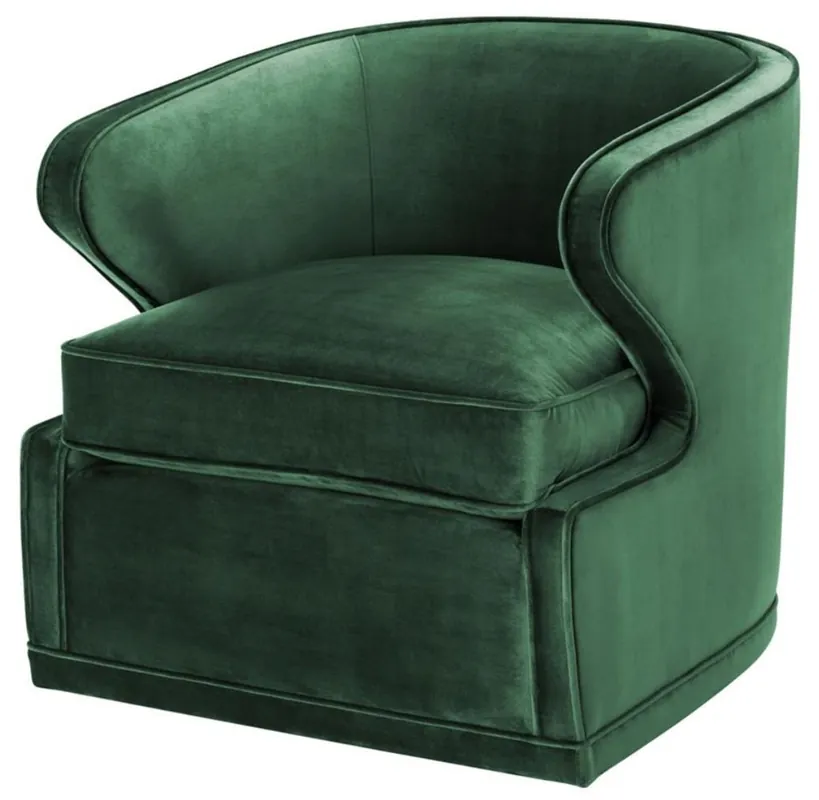 Echt Casa Padrino fauteuil de salon / fauteuil pivotant vert 75 x 80 x H. 73 cm - Mobilier de Salon de Luxe