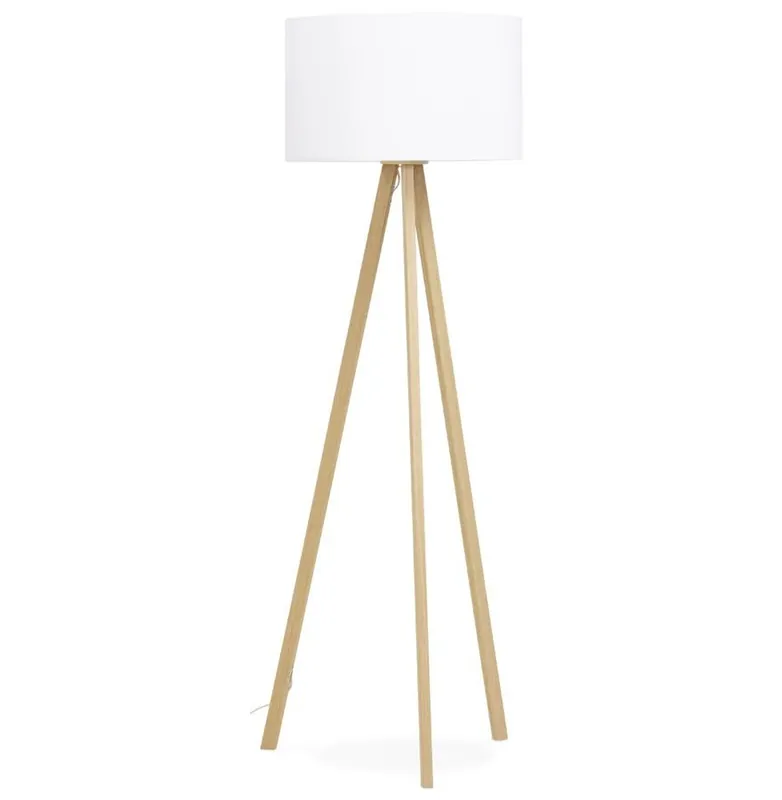 Direkt Vom Hersteller Casa Padrino lampadaire bois naturel / blanc avec 3 pieds 159 x 55 cm