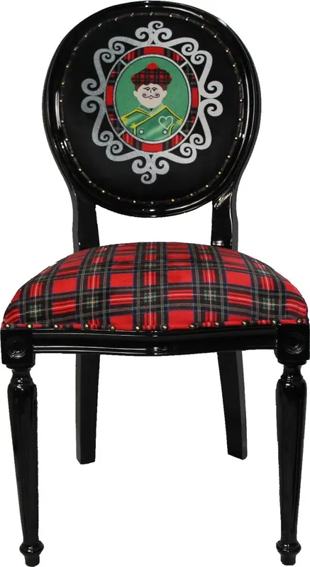 Versand Am Gleichen Tag Casa Padrino Baroque Luxury Dining Chair sans Accoudoirs Scotland Check / Black un homme - Chaise design - Edition Limitée