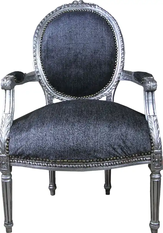 Letzte Chance Casa Padrino Chaise de Salon Médaillon Baroque Gris / Antique Argent - Meubles de Style Antique