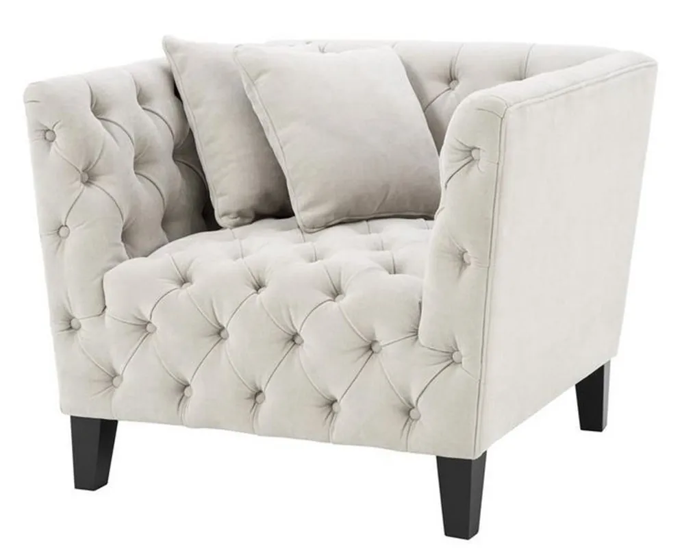 Neue Ware Casa Padrino fauteuil de luxe sable / noir 96 x 92 x H. 78 cm - Chesterfield Meubles