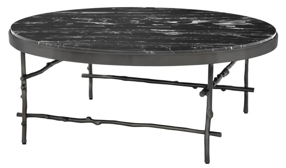 Kracherpreis Casa Padrino table basse de luxe bronze / noir Ø 100 x H. 39 cm - Meubles de Luxe