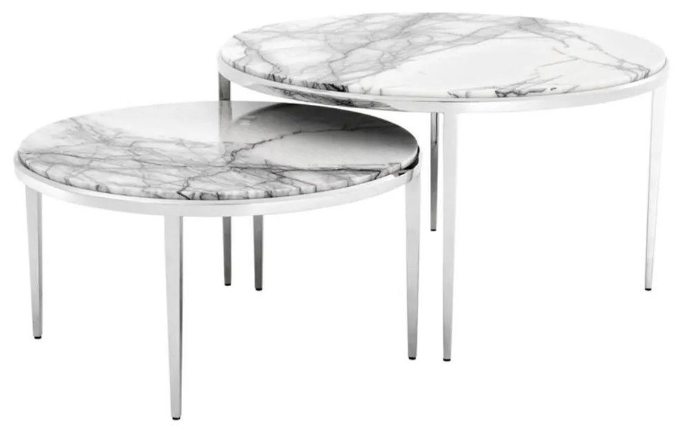Knallerangebot Casa Padrino table de salon de luxe de 2 argent / blanc - Meubles de Salon