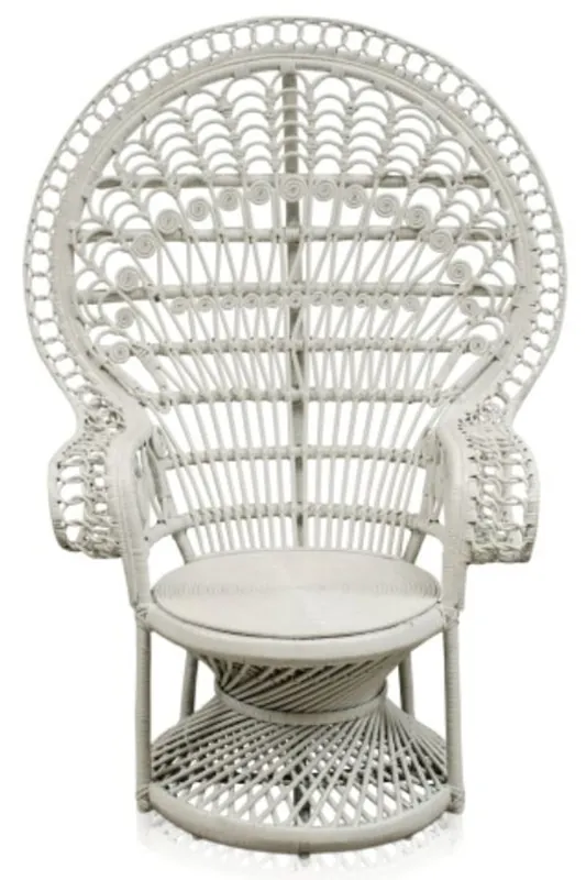 Sonderaktion Casa Padrino fauteuil en rotin de luxe blanc 114 x 80 x H. 150 cm - Mobilier Vintage