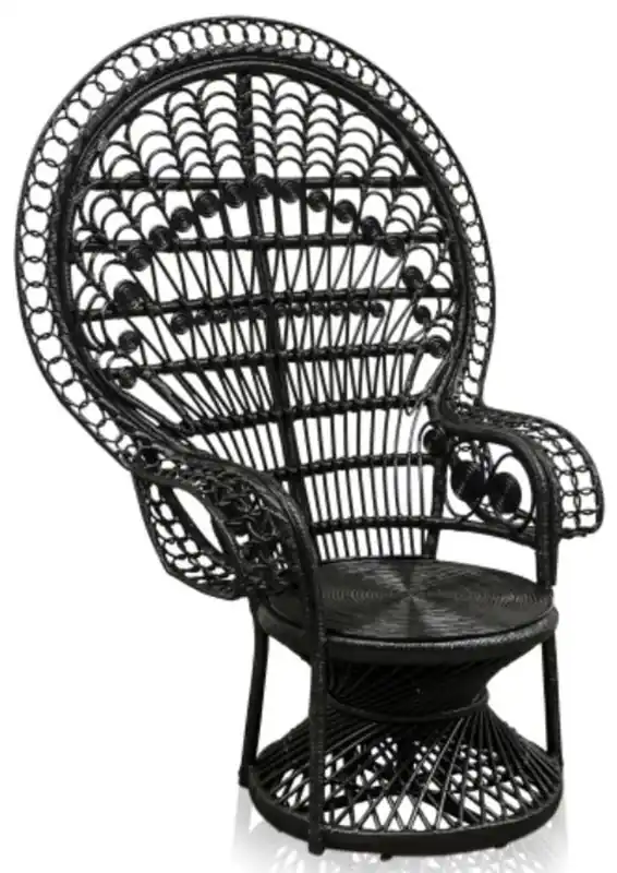Casa Padrino fauteuil en rotin de luxe noir 114 x 80 x H. 150 cm - Mobilier Vintage Letzte Chance