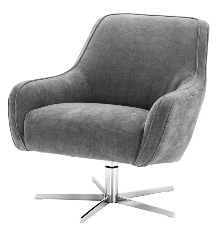 Casa Padrino fauteuil pivotant gris / argent 76 x 80 x H. 82 cm - Meubles de Luxe Expressversand