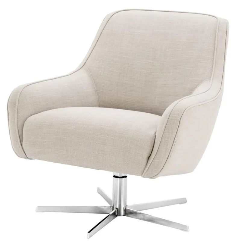 Casa Padrino fauteuil pivotant couleurs naturelles / argent 76 x 80 x H. 82 cm - Meubles de Luxe Online Kaufen