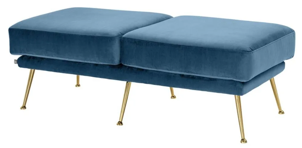 Meistverkauft Casa Padrino banc de luxe bleu / Laiton 125 x 58 x H. 45 cm - Meubles Design