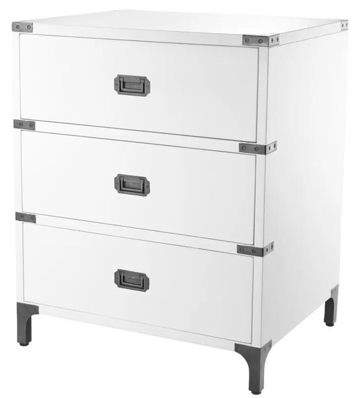 Markenware Casa Padrino table d'appoint de luxe avec 3 tiroirs blanc 71 x 40,5 x H. 74 cm - Meubles de Salon