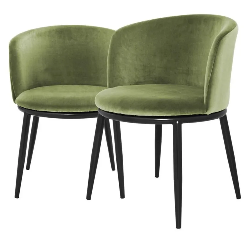 Casa Padrino ensemble de chaises de salle à manger de luxe vert clair / noir 57 x 57 x H. 74 cm - Meubles de Salle à Manger Sichere Zahlung