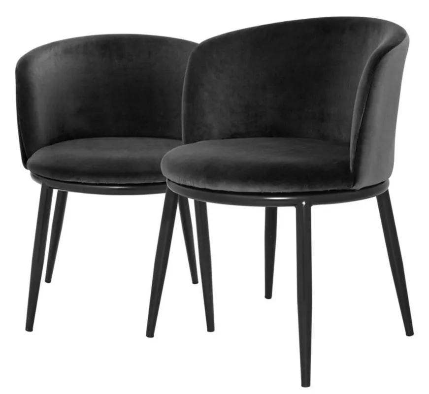 Neue Ware Casa Padrino ensemble de chaises de salle à manger de luxe noir 57 x 57 x H. 74 cm - Meubles de Salle à Manger