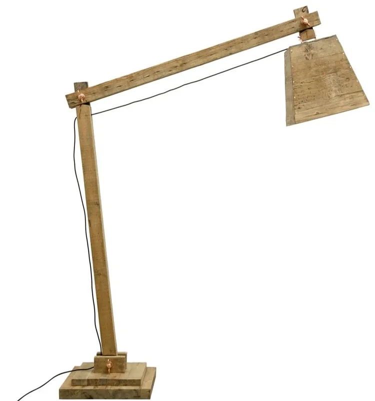 Heißes Angebot Casa Padrino lampadaire en bois de pin couleurs naturelles 190 x 52 x H. 220 cm - Lampadaire de Luxe avec Câble Noir