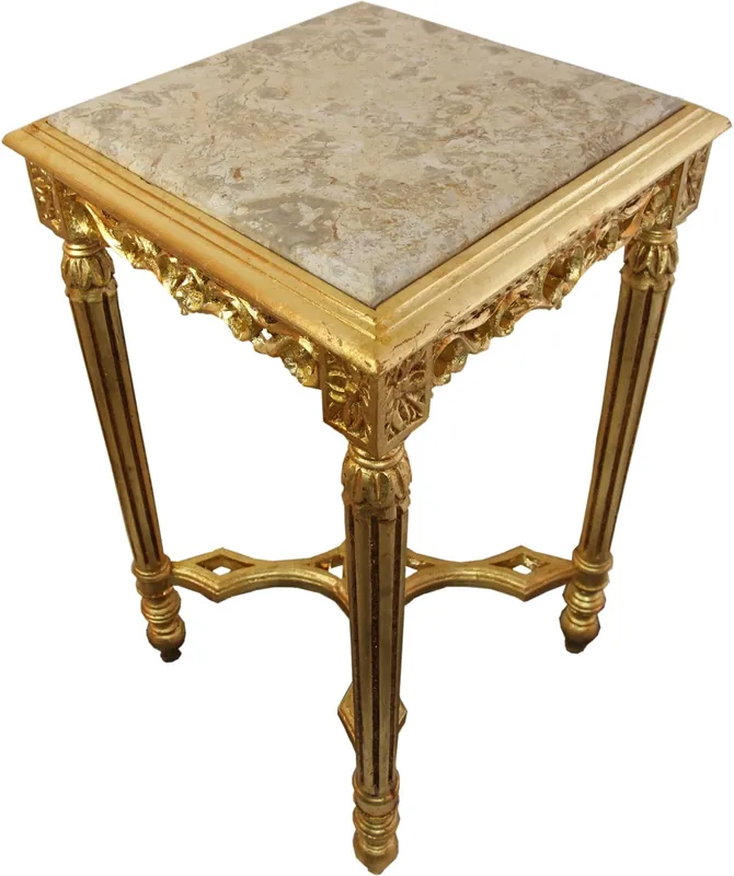Jetzt Bestellen Casa Padrino Baroque Table d'Appoint Carré Or avec Plateau en Marbre Crème 40 x 40 x H 72,5 cm Antique Style - Table de Fleur de Téléphone