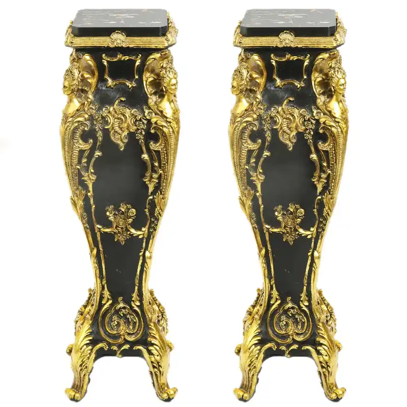 Kracherpreis Casa Padrino Baroque marble columns Set Gold / Black 25 x 25 x H.70 Mod.2 - marble column (2 pcs)