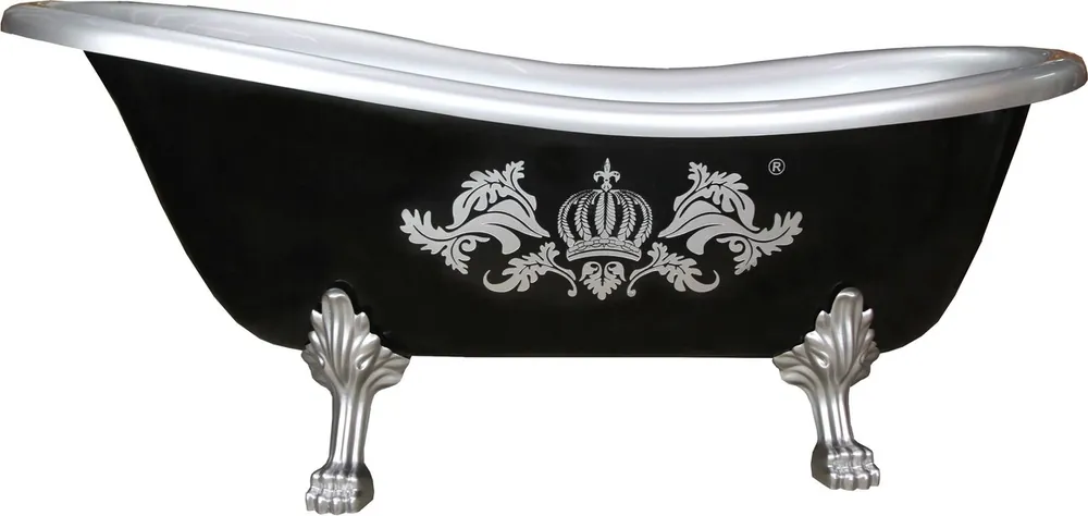 Pompöös by Casa Padrino bain de luxe de luxe autoportant par Harald Glööckler noir / argent 1470mm avec pieds de lion en argent Billig