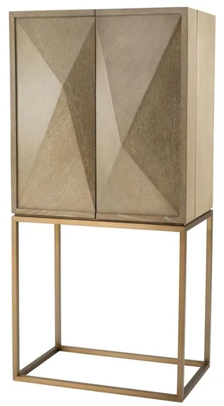 Casa Padrino luxury wine cabinet with 2 doors brown / brass 81.5 x 50.5 x H. 168 cm - Luxury Quality Beliebt