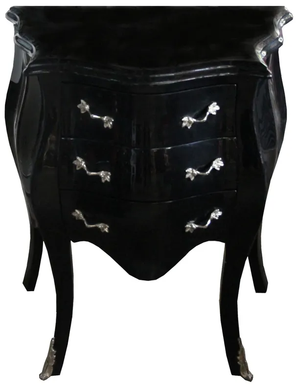 Preisreduziert Commode Baroque Casa Padrino noir / argent H 74 cm, L 64 cm, P 40 cm - commode de chevet