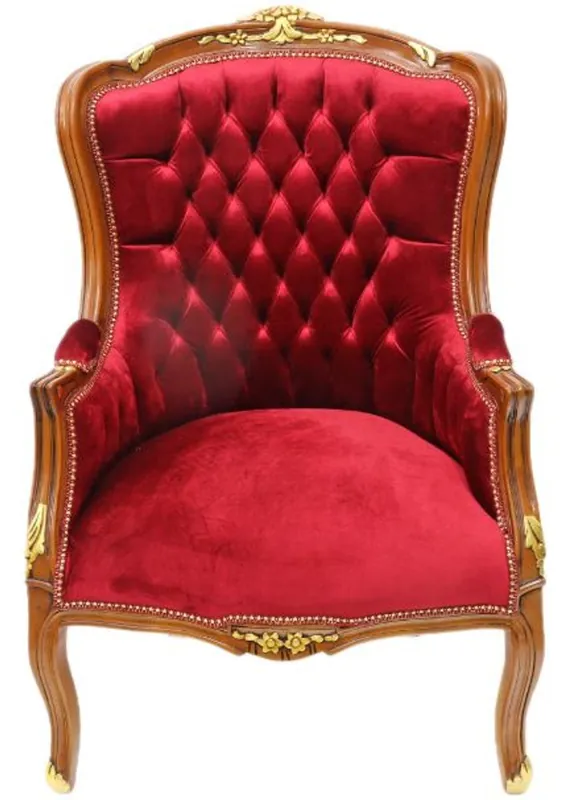 Casa Padrino Baroque Lounge Chair Acajou Marron / Bordeaux 70 cm x 60 cm x H. 105cm - bois massif Bestpreis