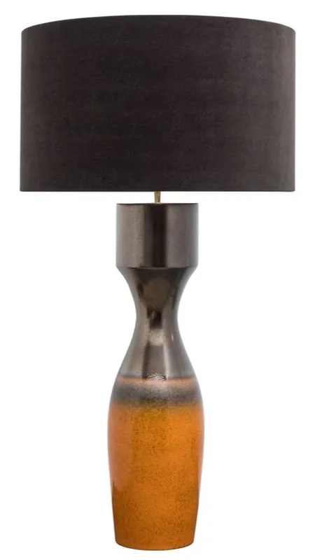Highlight Casa Padrino lampe de table de luxe en céramique argent / orange Ø 60 x H. 113 cm - Lampe de table fait main avec abat-jour noir