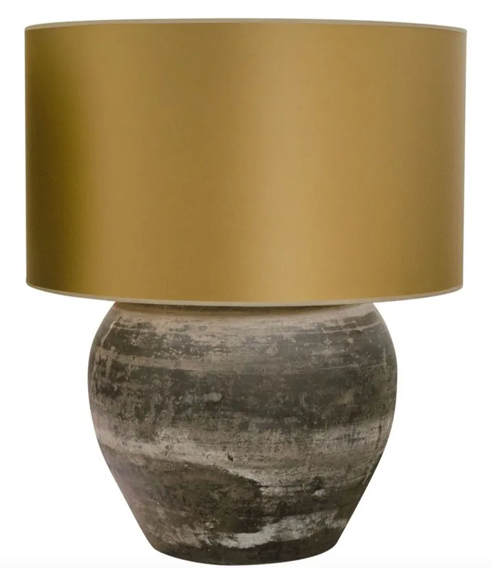 Wochenendangebot Casa Padrino lampe de table en terre cuite de luxe gris / or Ø 60 x H. 72 cm - Meubles de Luxe