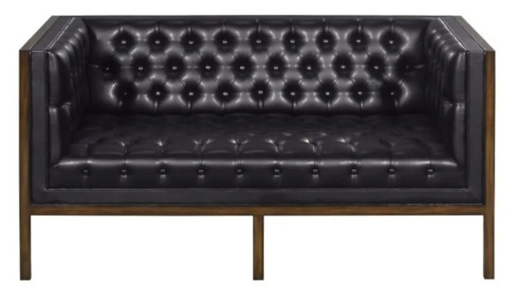 Begrenztes Angebot Casa Padrino Chesterfield Canapé Cuir Véritable 2 places Noir / Marron 143 x 78 x H. 71 cm - Mobilier d'Hôtel