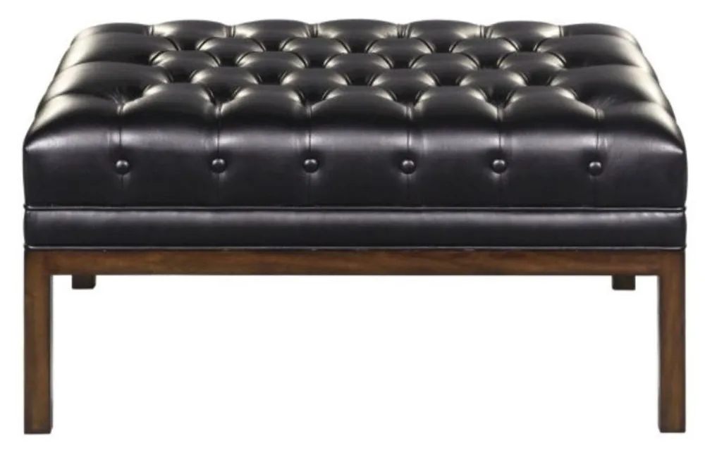 Casa Padrino Chesterfield Ottoman en Cuir Véritable Noir / Marron 80 x 59 x H. 40 cm - Mobilier d'Hôtel Schneller Versand
