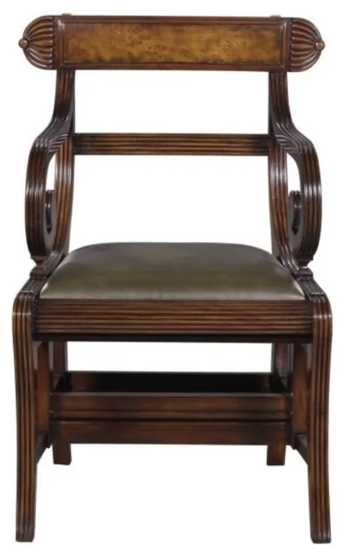 Top-Preis Casa Padrino chaise bibliothèque acajou marron / vert 57 x 53 x H. 89 cm - Chaise échelle luxe